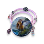 Birds of Wisdom Hand-Painted Leather Bracelet