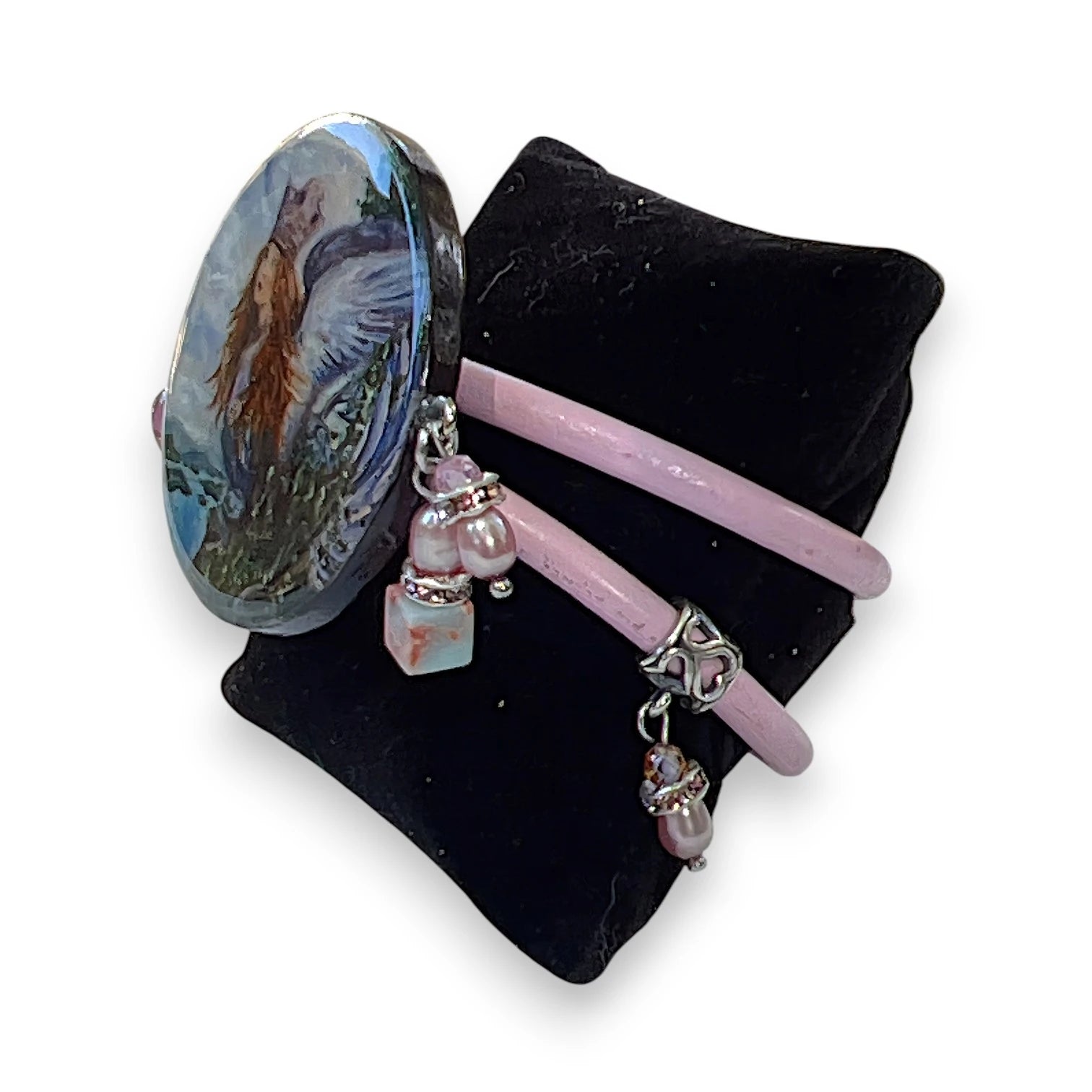 Birds of Wisdom Hand-Painted Leather Bracelet