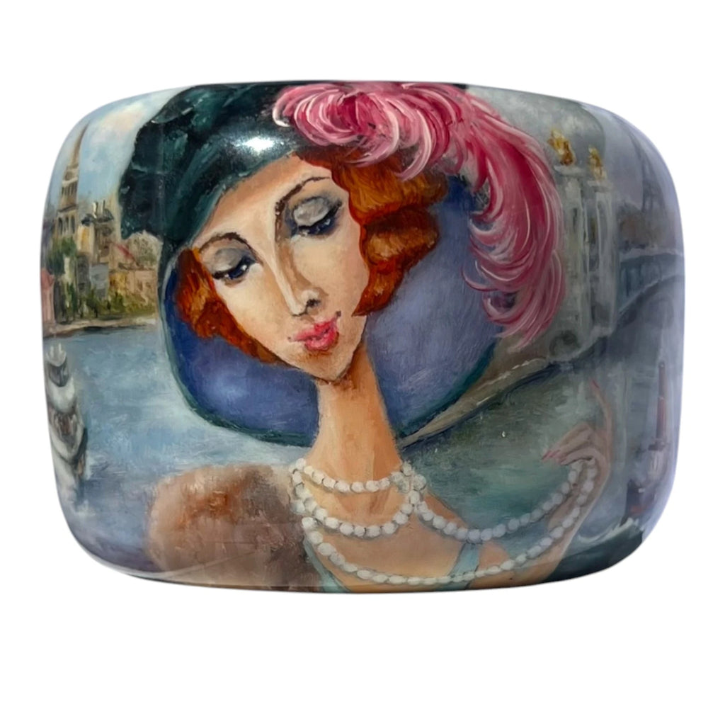 Istanbul-Rome-Paris Hand-Painted Wood Bangle