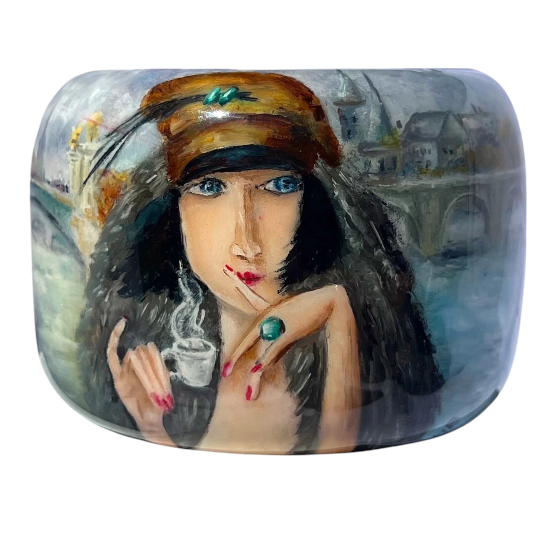Istanbul-Rome-Paris Hand-Painted Wood Bangle