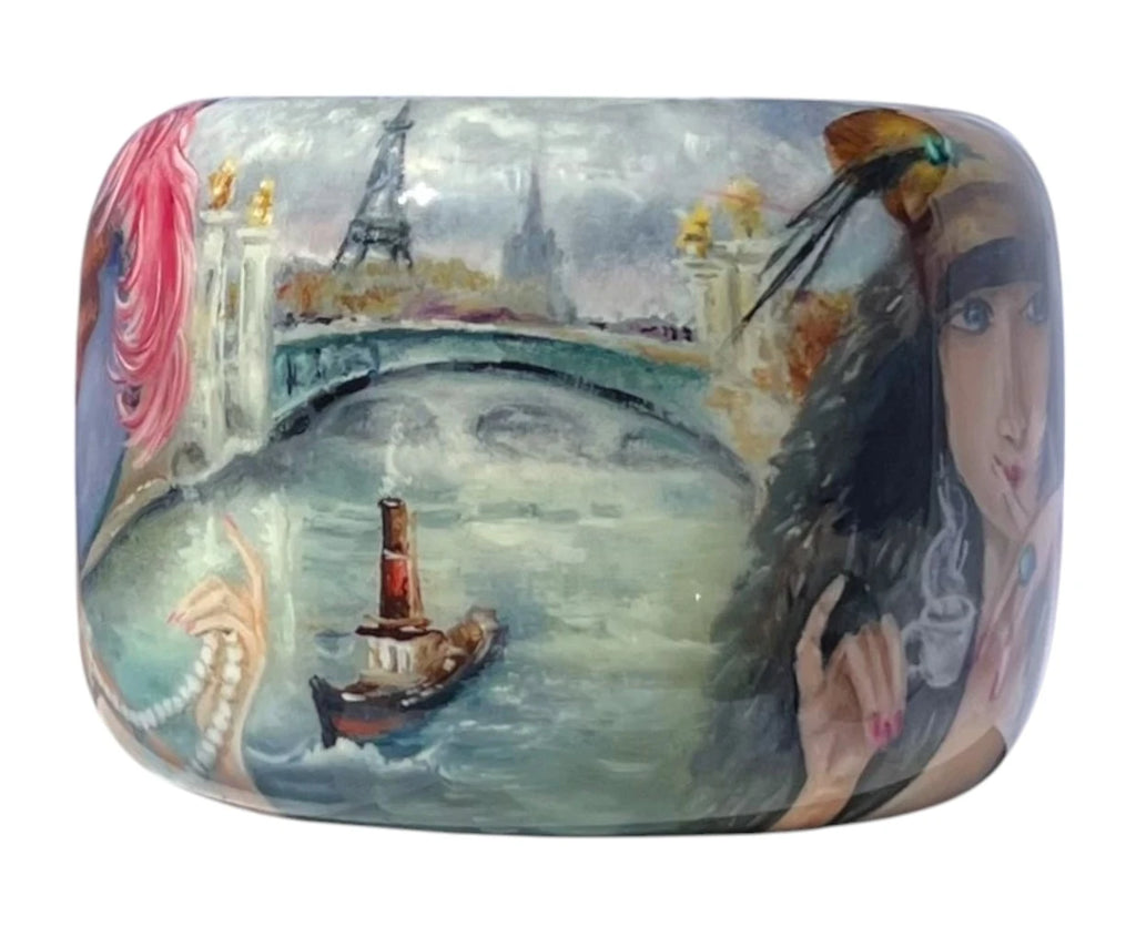 Istanbul-Rome-Paris Hand-Painted Wood Bangle