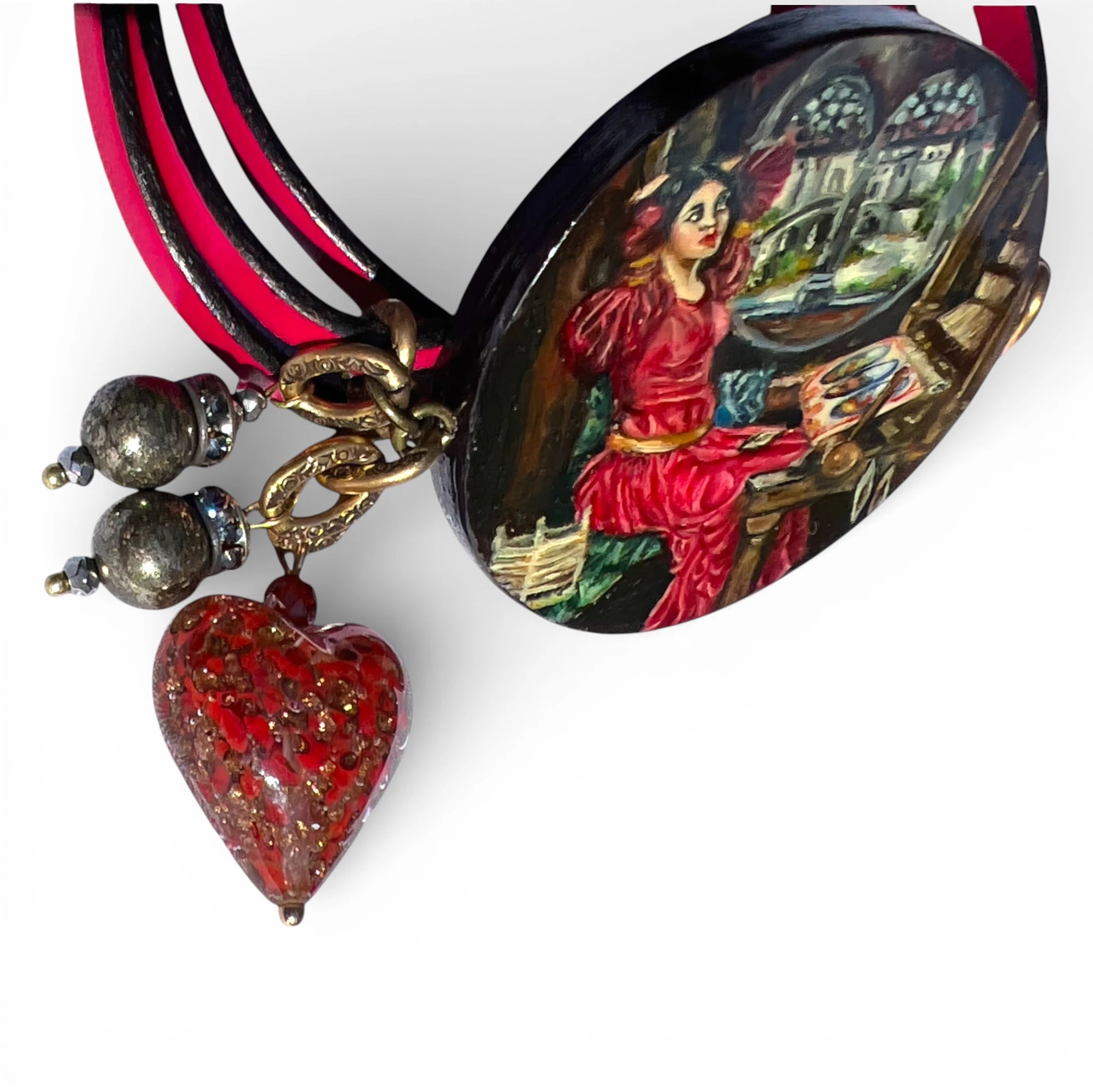 The Lady of Shalott Hand-Painted Leather Bracelet