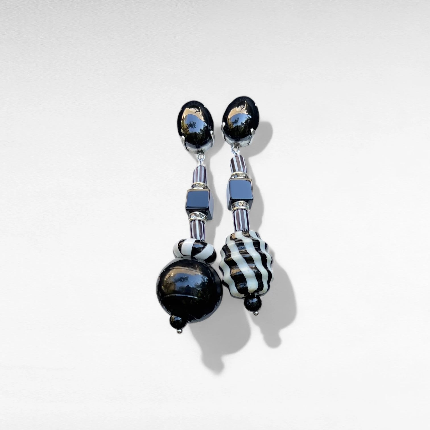 Monochromatic Stack Vintage Glass Earrings