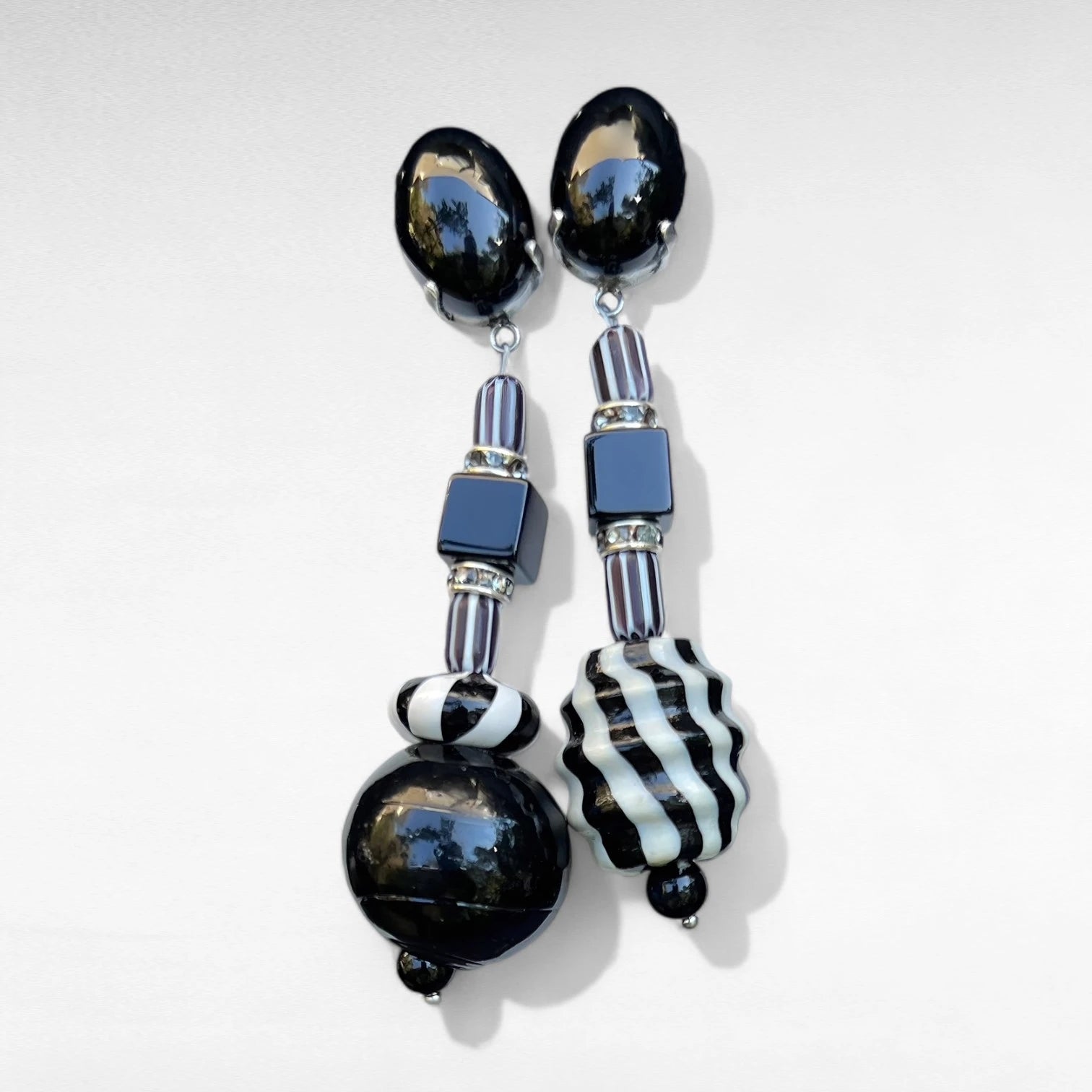 Monochromatic Stack Vintage Glass Earrings