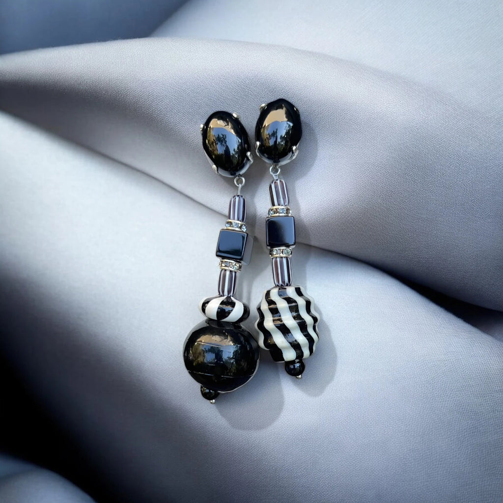 Monochromatic Stack Vintage Glass Earrings