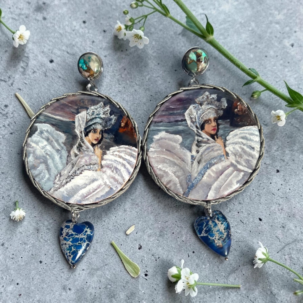 The Swan Princess Hand-Painted Earrings