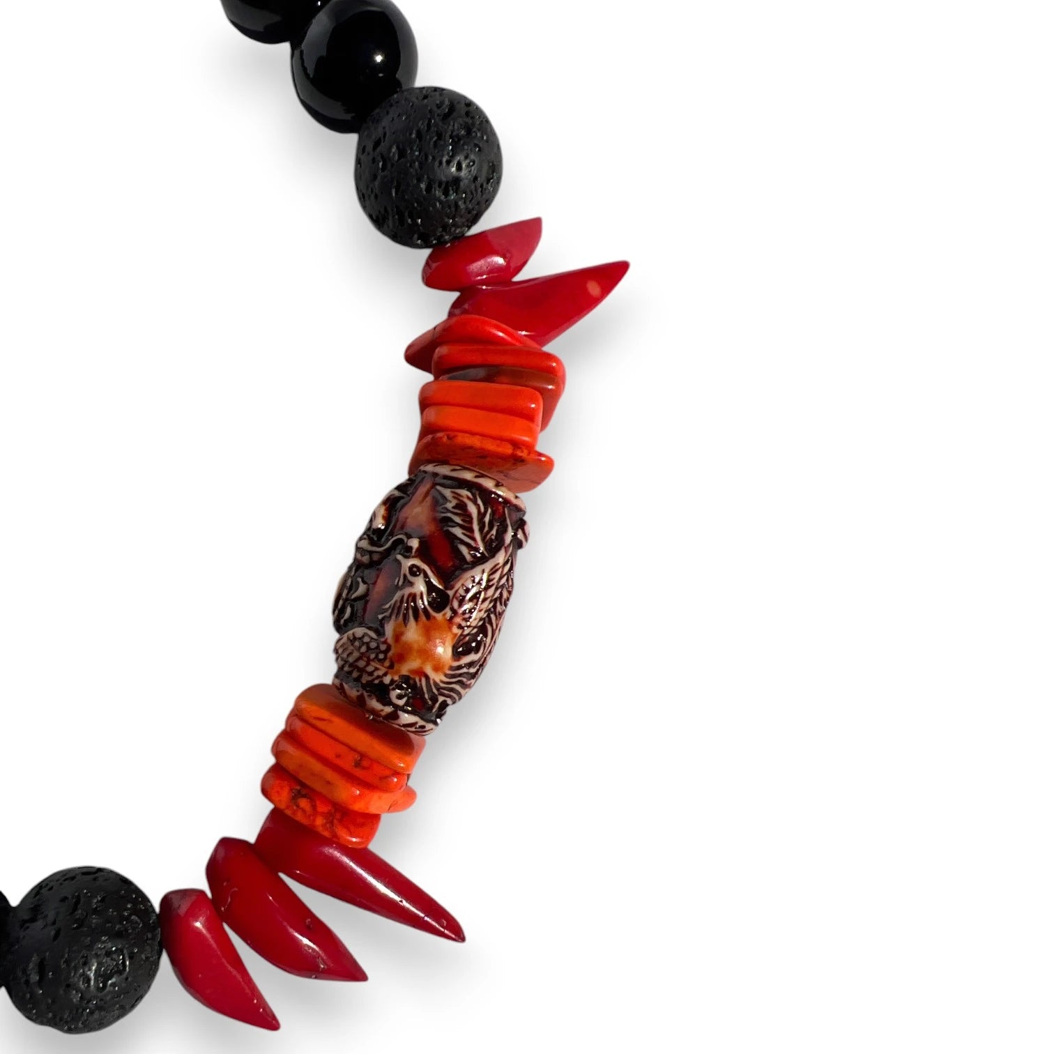 Firebird Agate and Coral Necklace