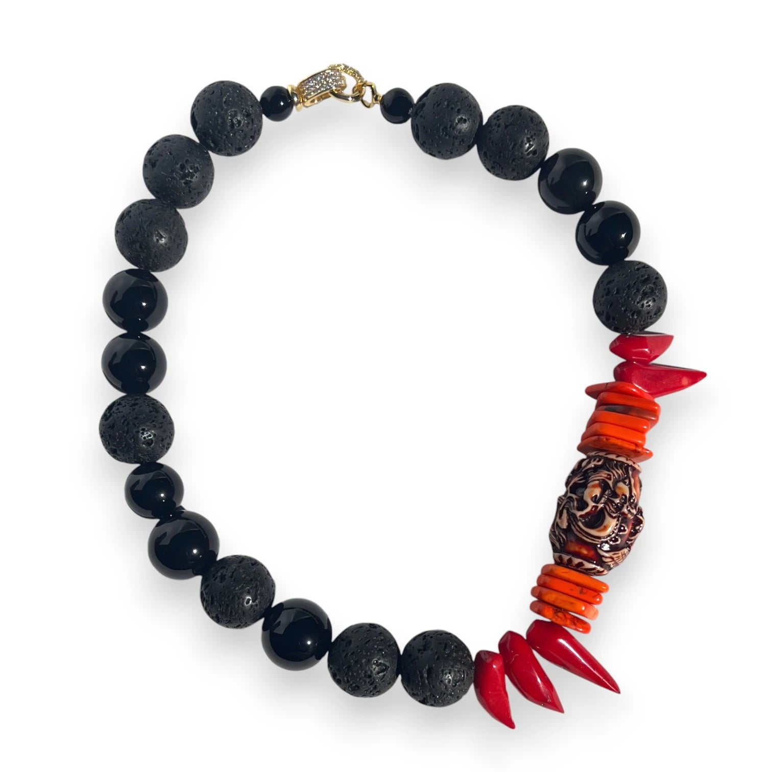 Firebird Agate and Coral Necklace