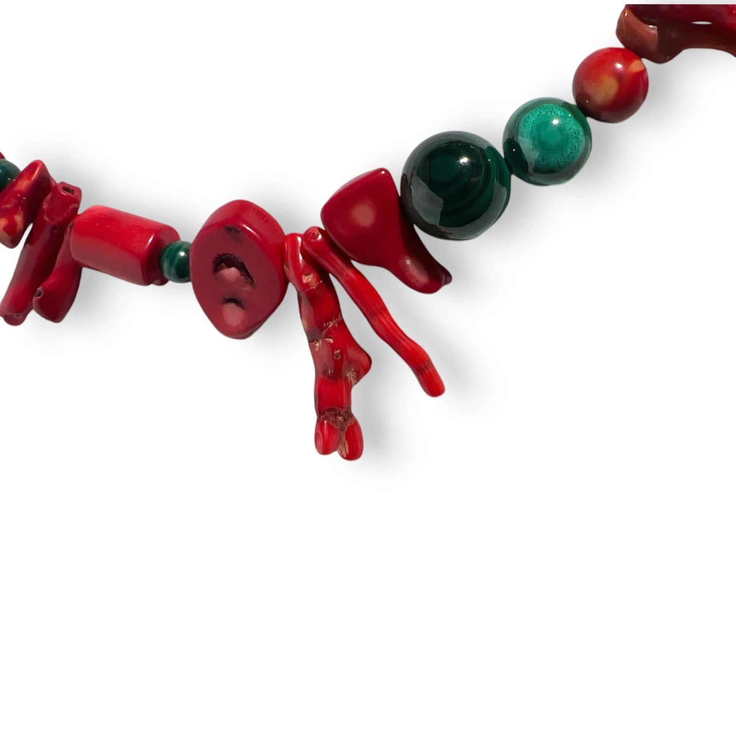 Metamorphosis Coral and Malachite Necklace