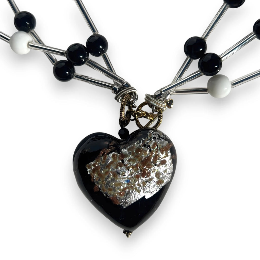 Black Luna Heart Necklace