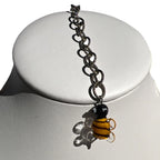 Moai Smoky and Clear Quartz, Baltic Amber Necklace