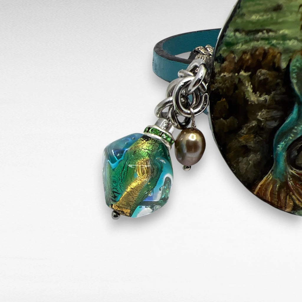 Mermaid's Reflection Hand-Painted Leather Bracelet