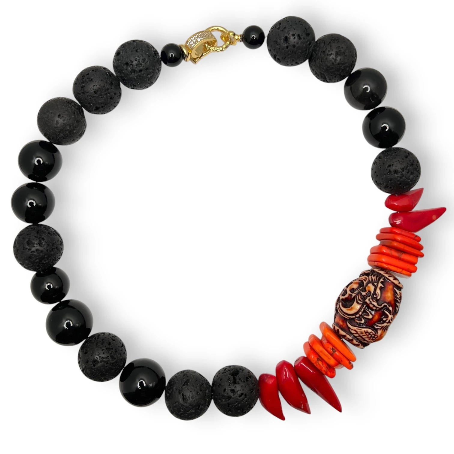 Firebird Agate and Coral Necklace