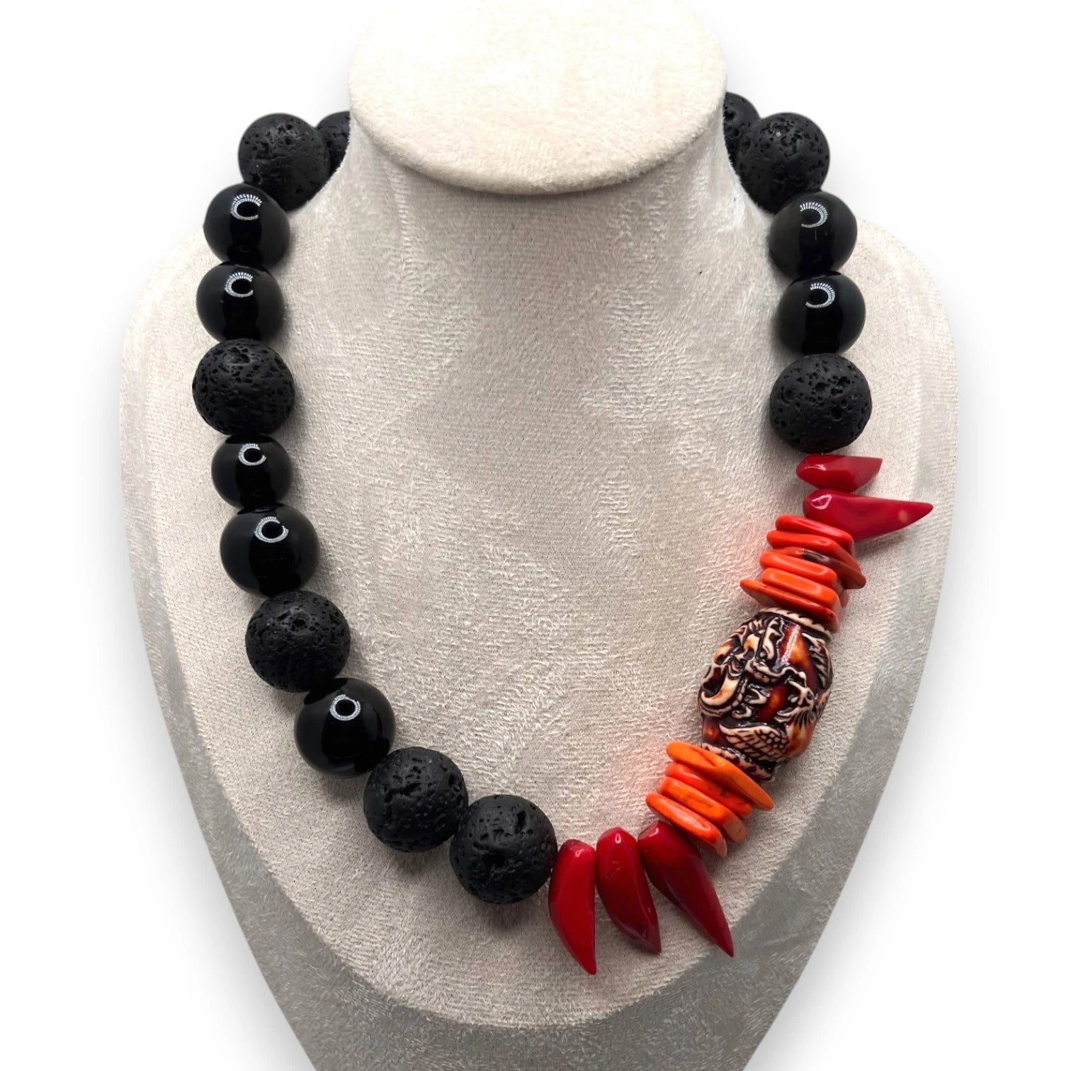 Firebird Agate and Coral Necklace