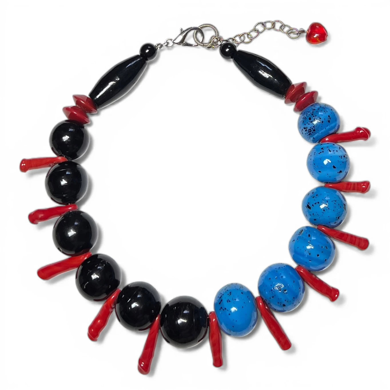 Elysian Blue & Black Vintage Venetian Glass Necklace
