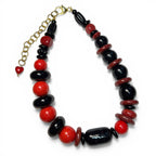 Dynamic Red and Black Beaded Vintage Venetian Glass Necklace