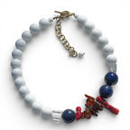 Tears of The Sun Agate, Baltic Amber and Lapis Lazuli Necklace