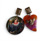 Gamayun Smoky Quartz Hand-Painted Earrings