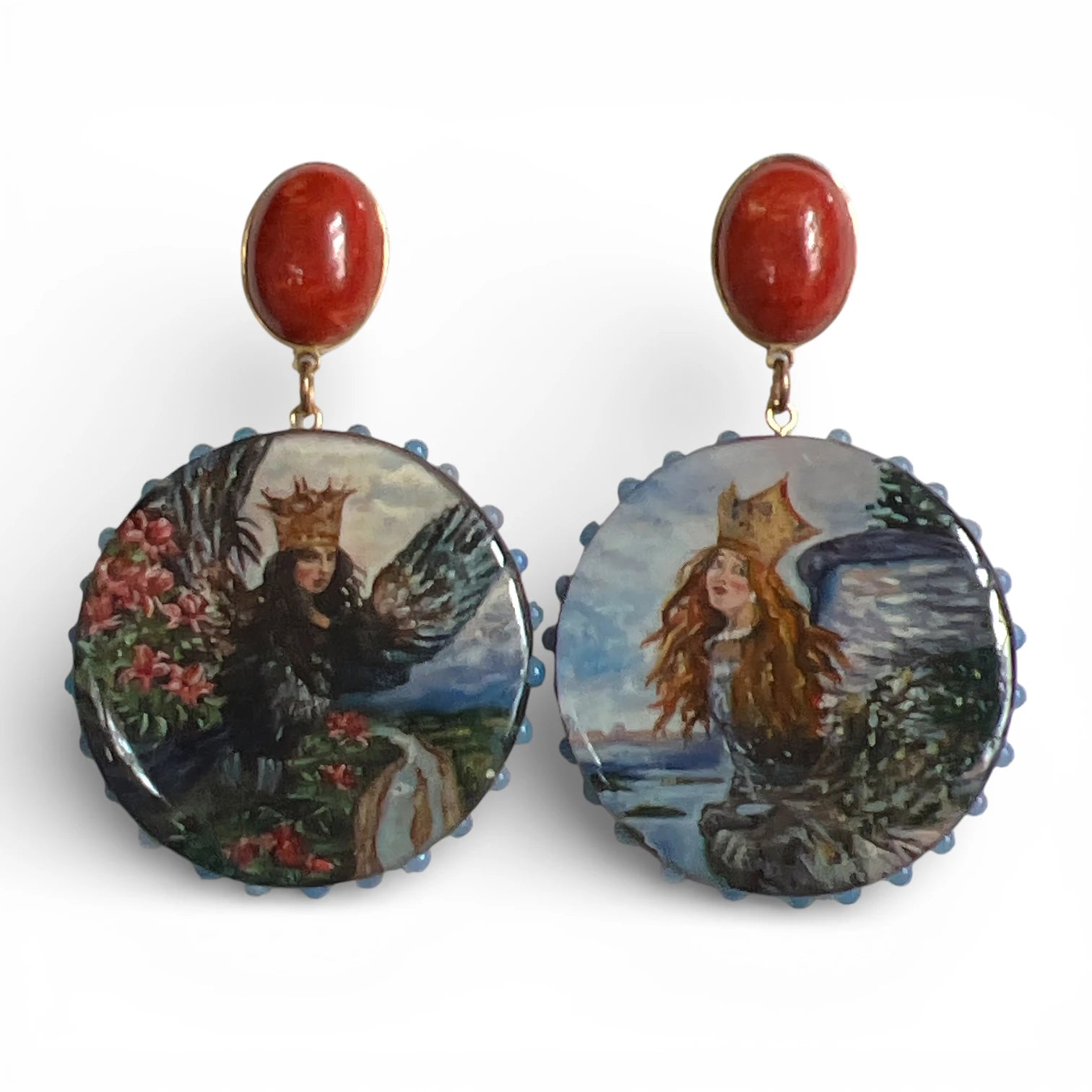 The Birds of Wisdom Hand-Painted Earrings