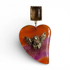 Gamayun Smoky Quartz Hand-Painted Earrings