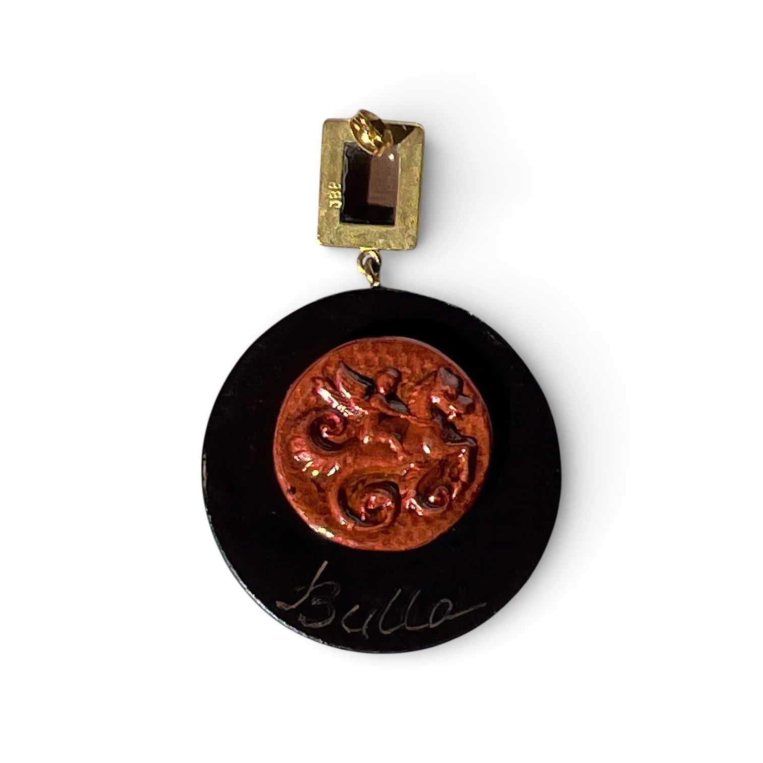 Gamayun Smoky Quartz Hand-Painted Earrings