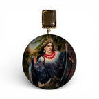 Gamayun Smoky Quartz Hand-Painted Earrings