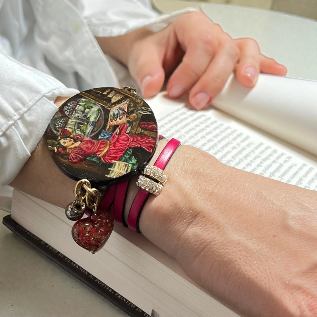 The Lady of Shalott Hand-Painted Leather Bracelet