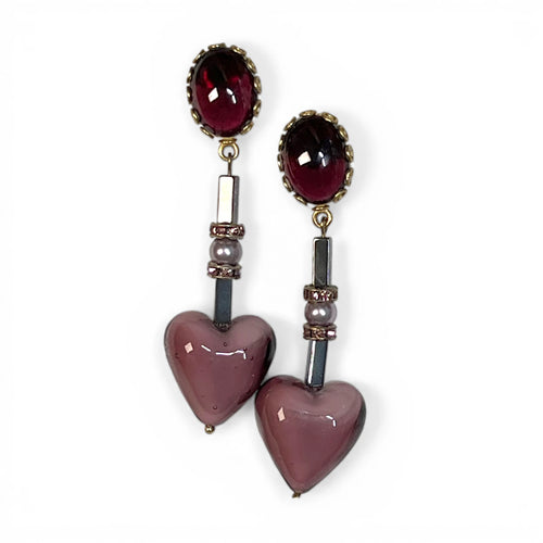 Amethyst Candy Heart Earrings