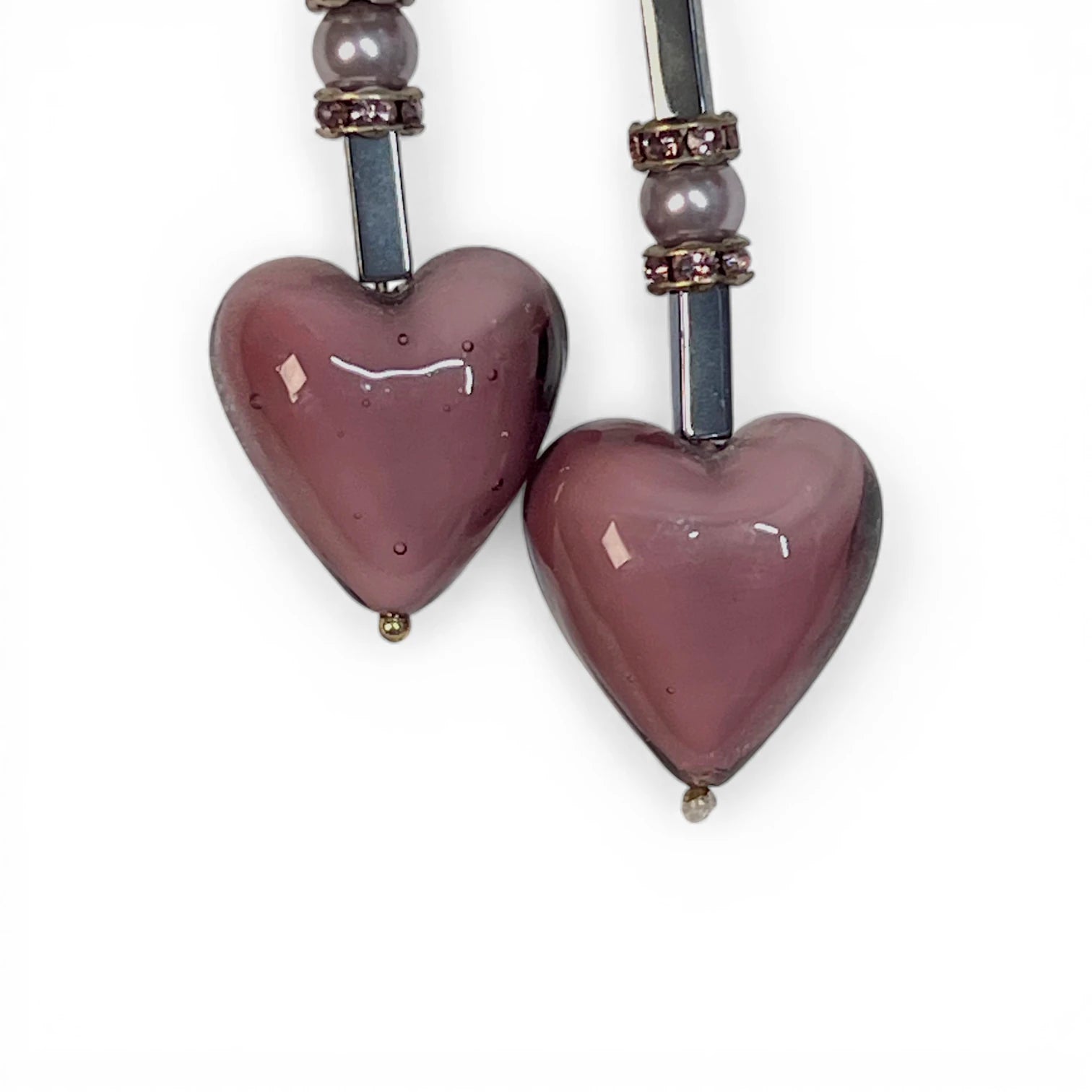 Amethyst Candy Heart Earrings