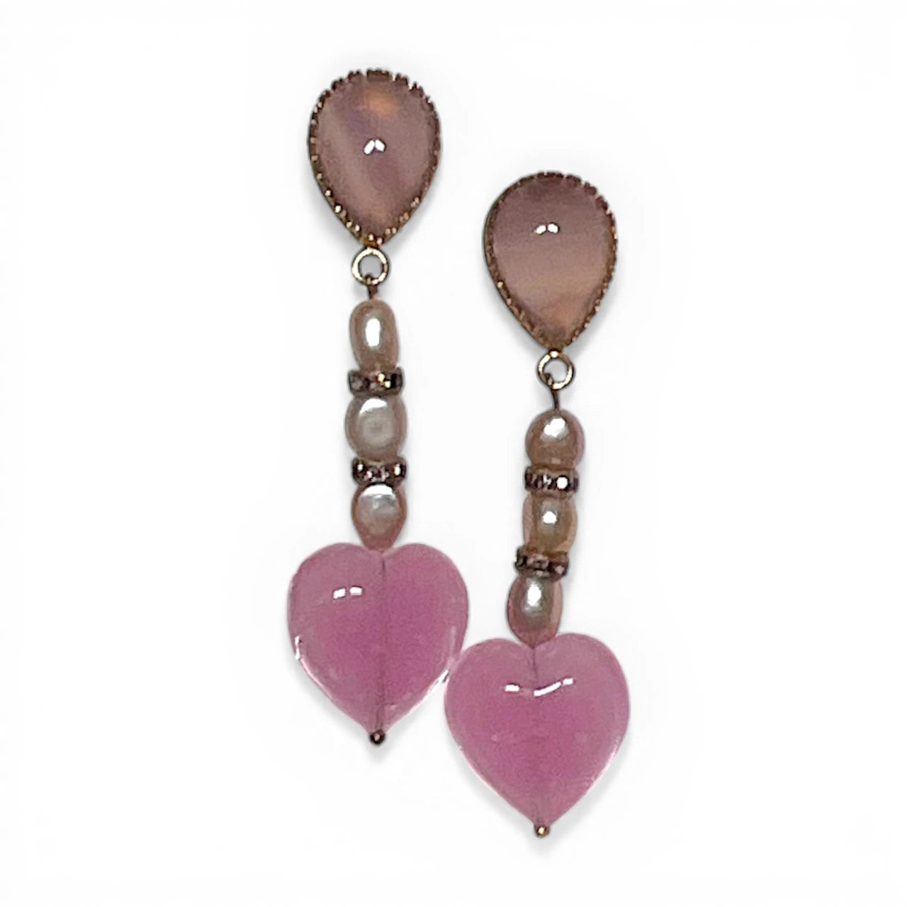Soft Pink Caramella Heart Earrings