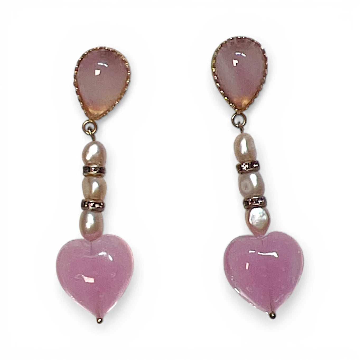 Soft Pink Caramella Heart Earrings