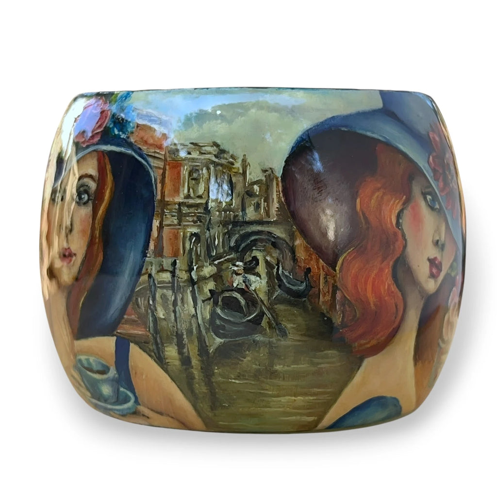 Whispers of Venice Hand-Painted Wood Bracelet