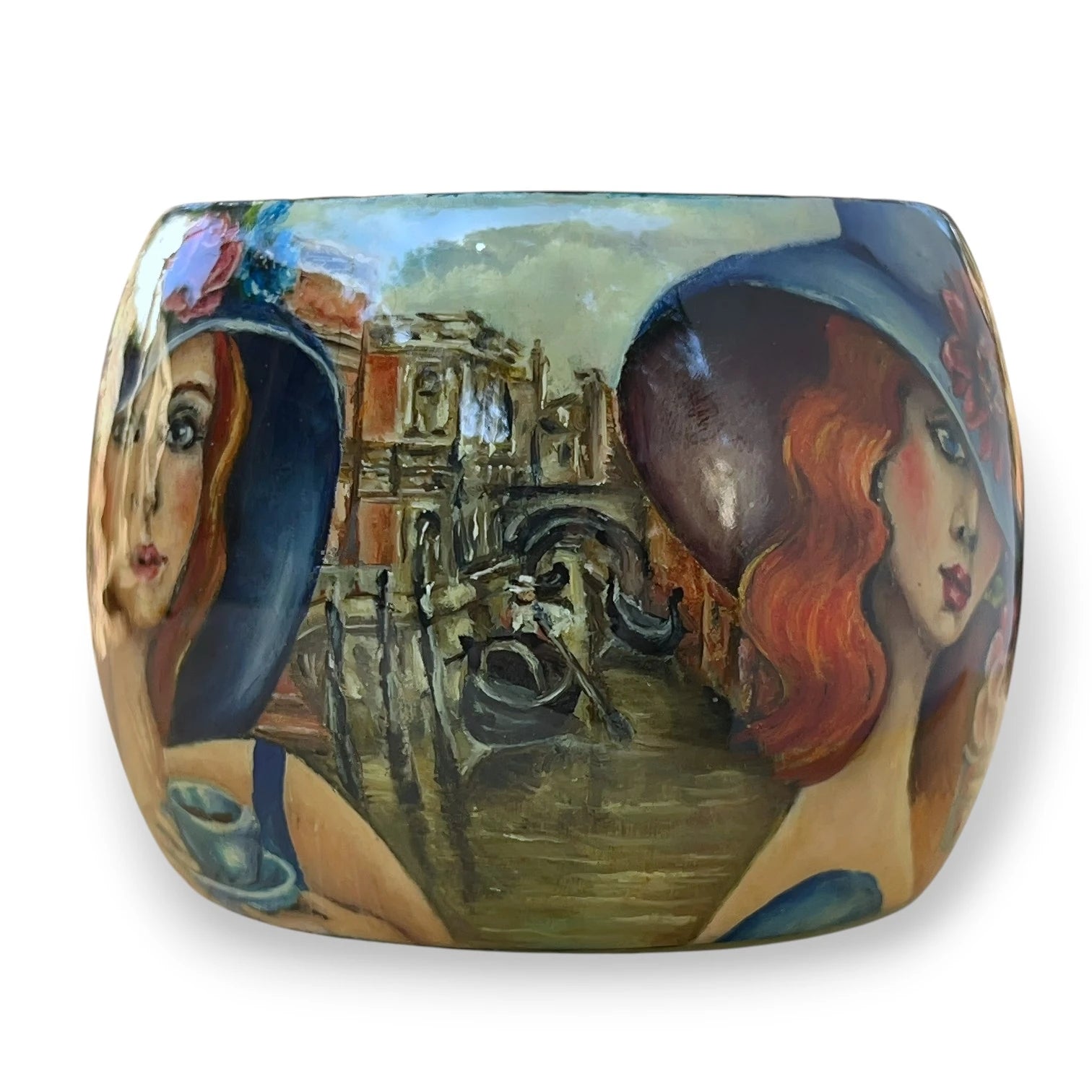 Whispers of Venice Hand-Painted Wood Bracelet