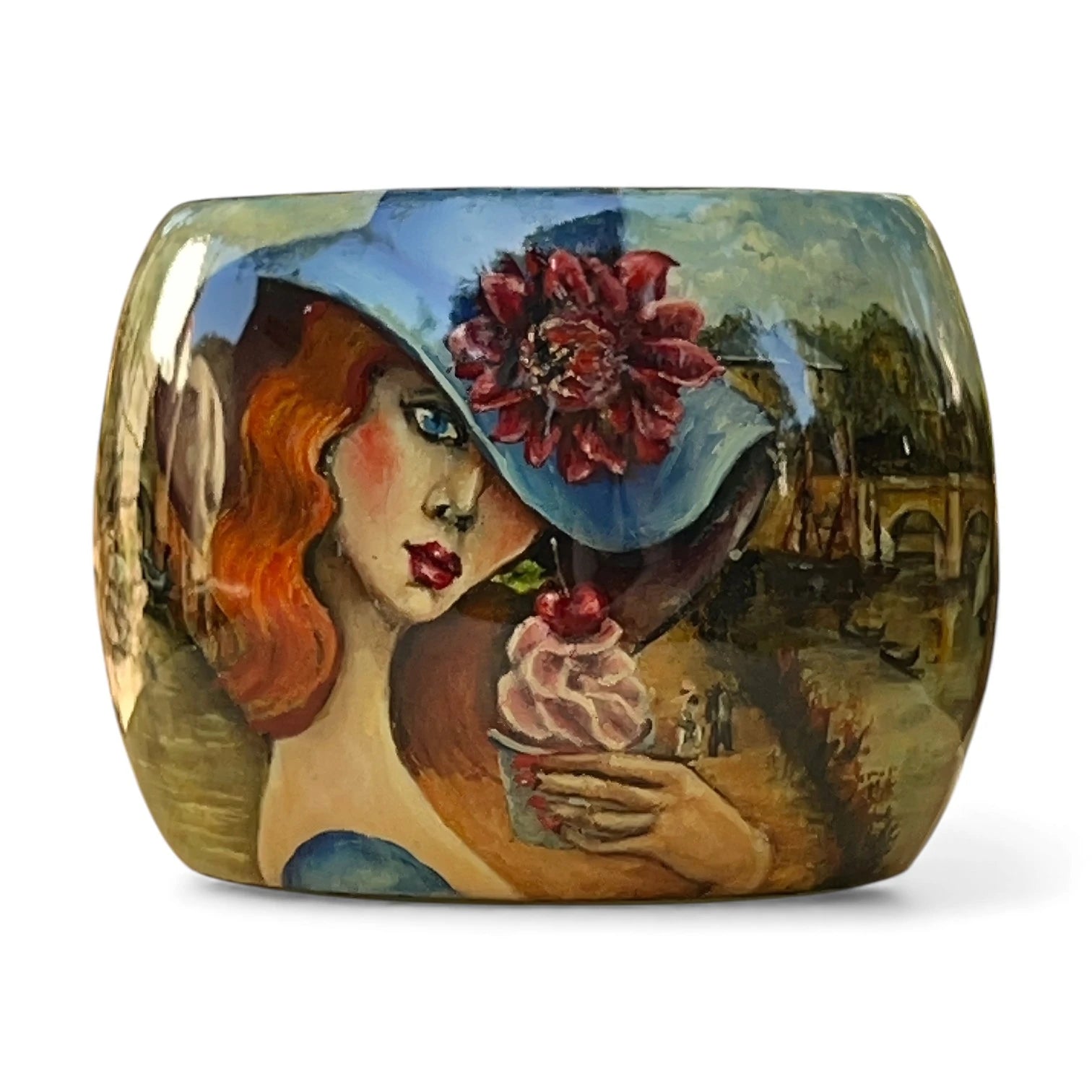 Whispers of Venice Hand-Painted Wood Bracelet