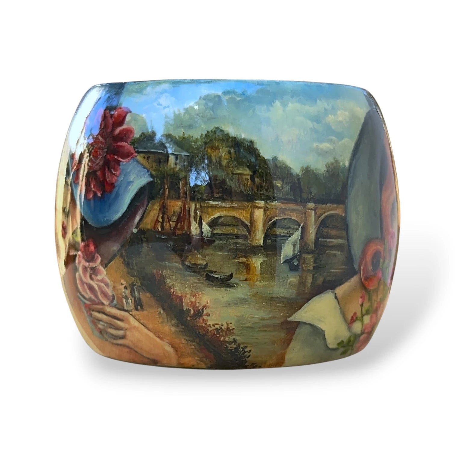 Whispers of Venice Hand-Painted Wood Bracelet