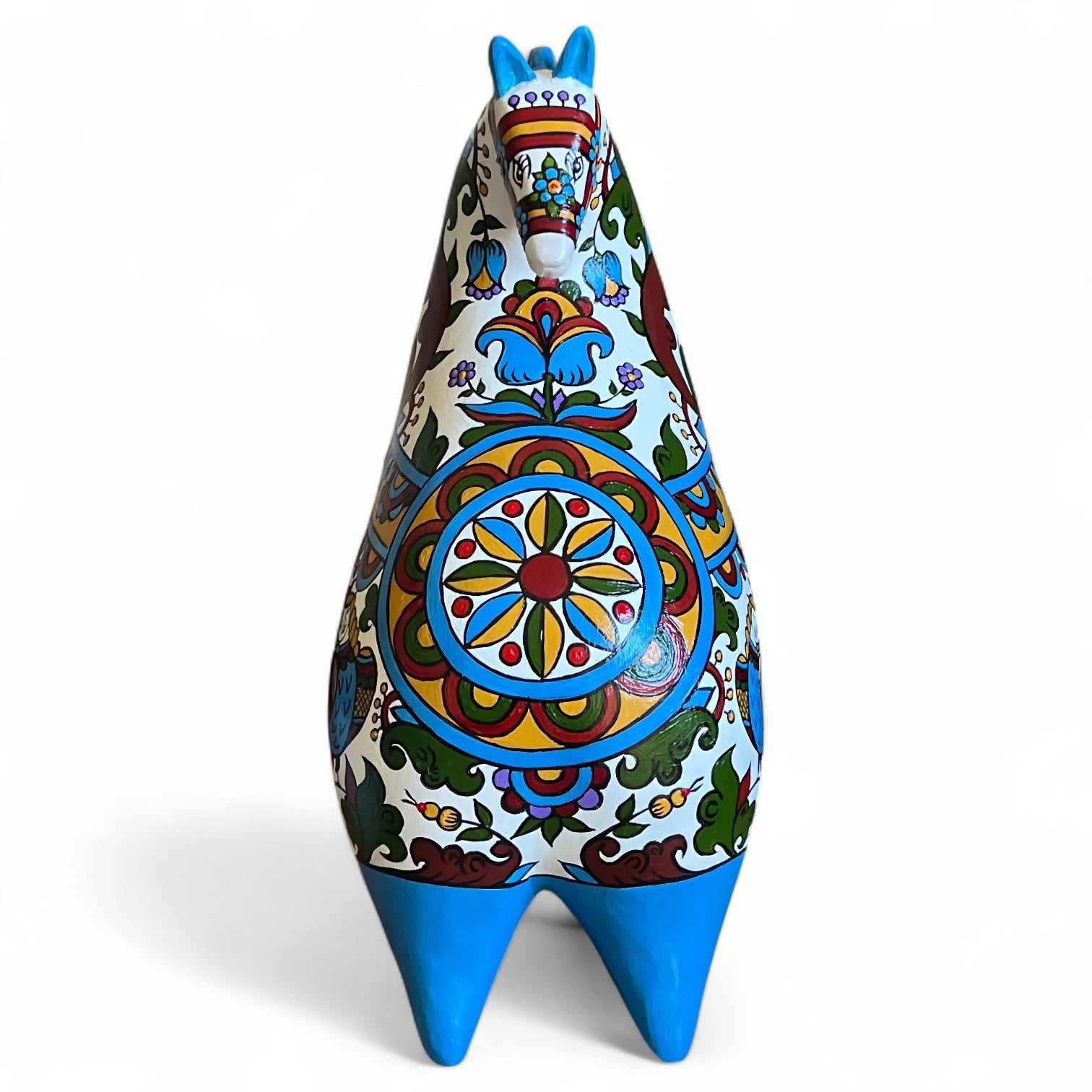 Birds of Wisdom - Hand-Painted Horse Sculpture