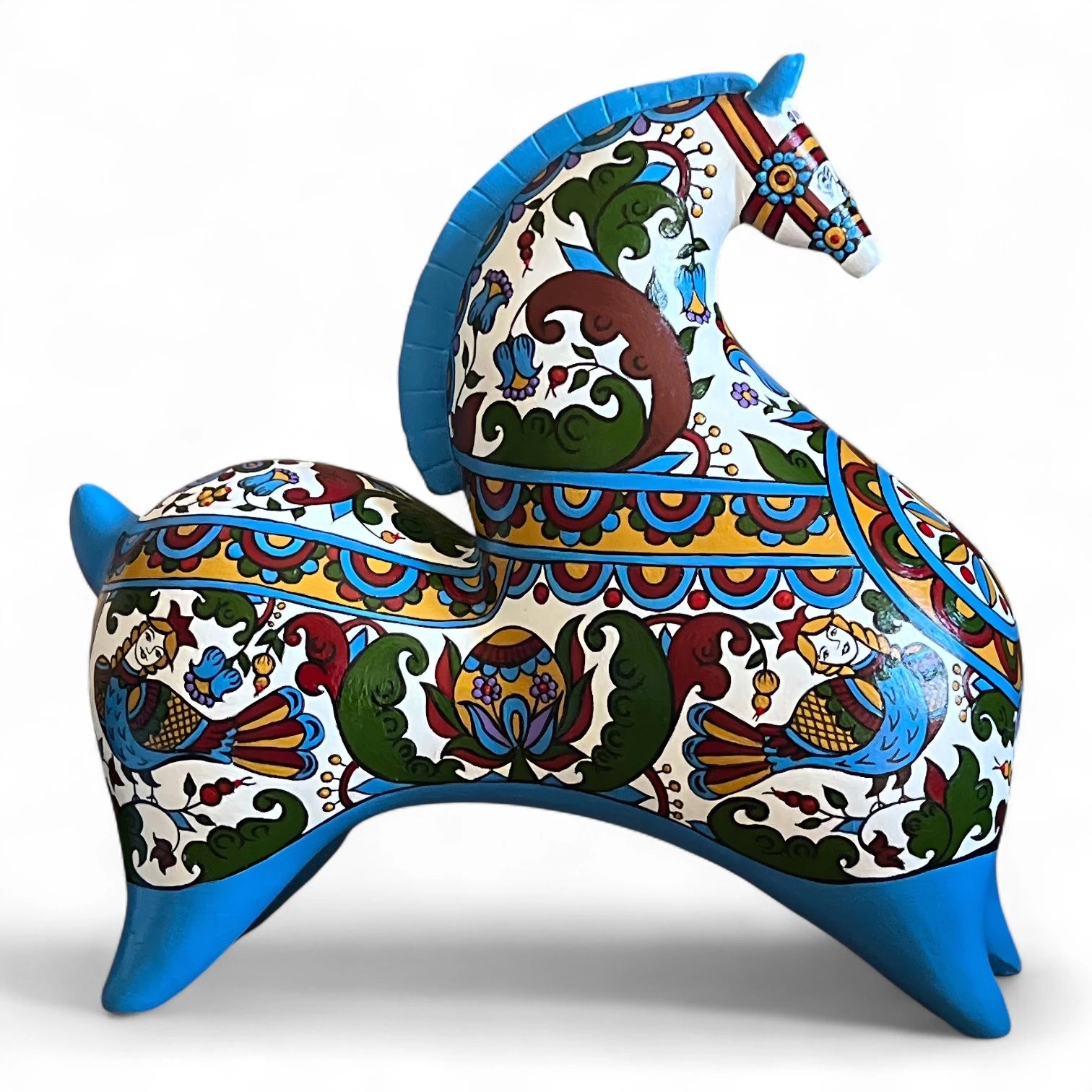 Birds of Wisdom - Hand-Painted Horse Sculpture
