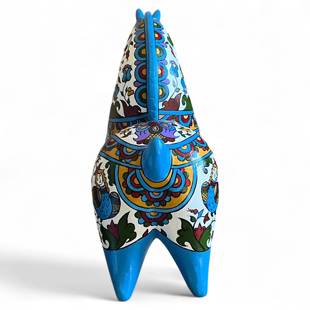Birds of Wisdom - Hand-Painted Horse Sculpture