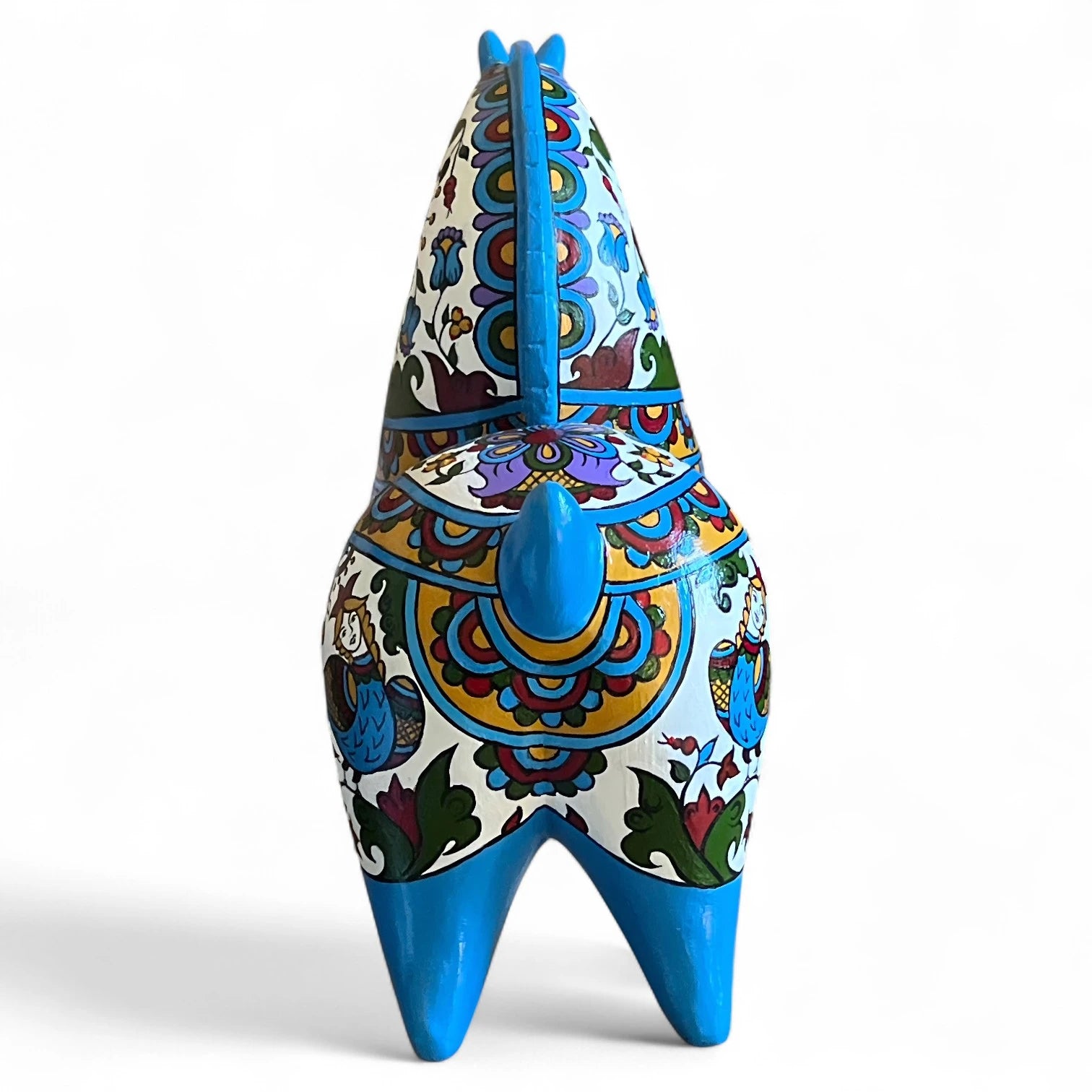 Birds of Wisdom - Hand-Painted Horse Sculpture