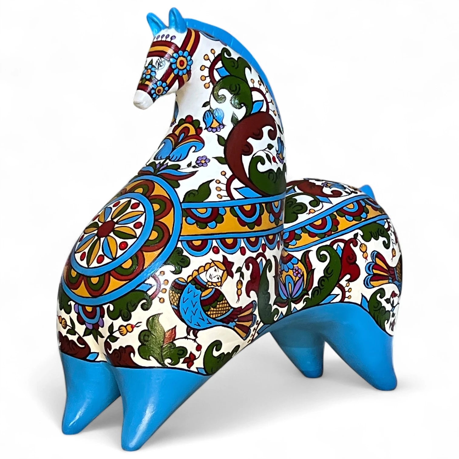 Birds of Wisdom - Hand-Painted Horse Sculpture