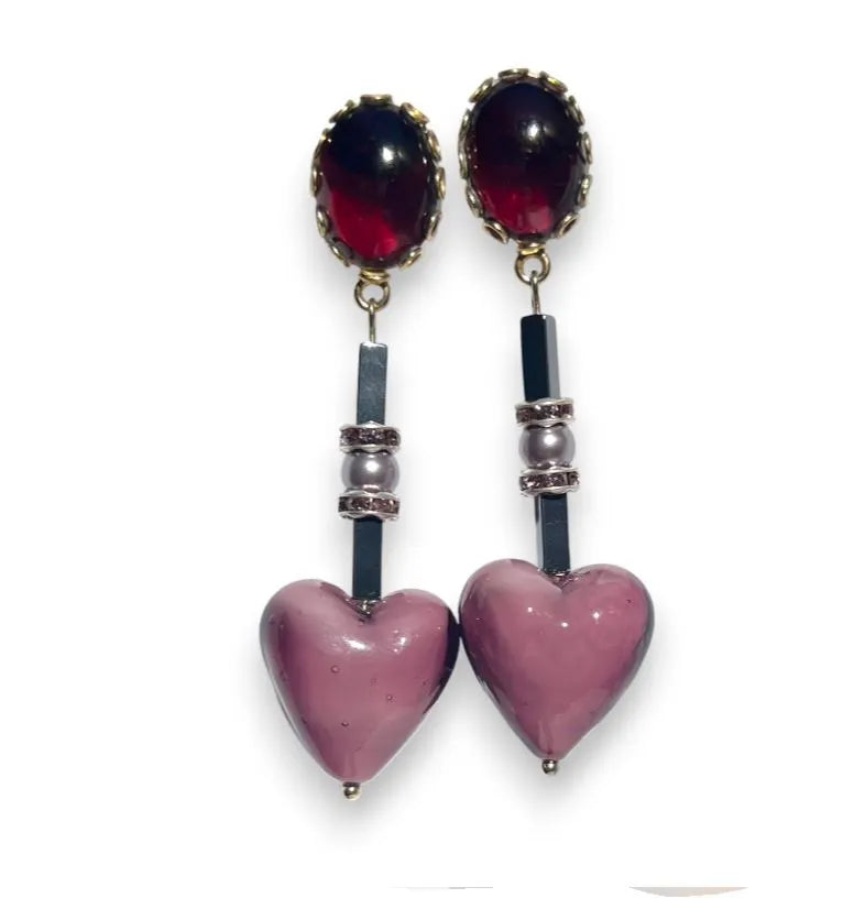 Amethyst Candy Heart Earrings