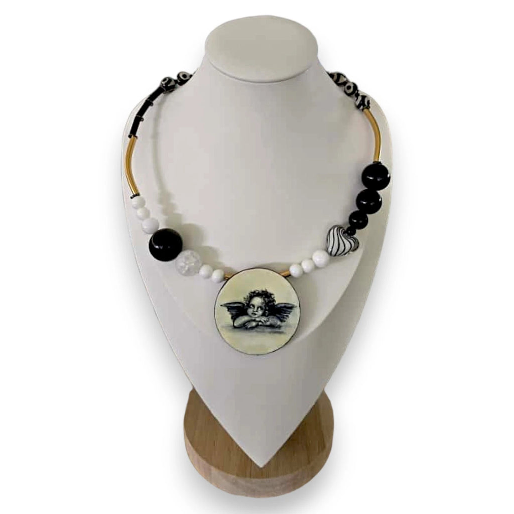 Wistful Putti Hand-Painted Choker