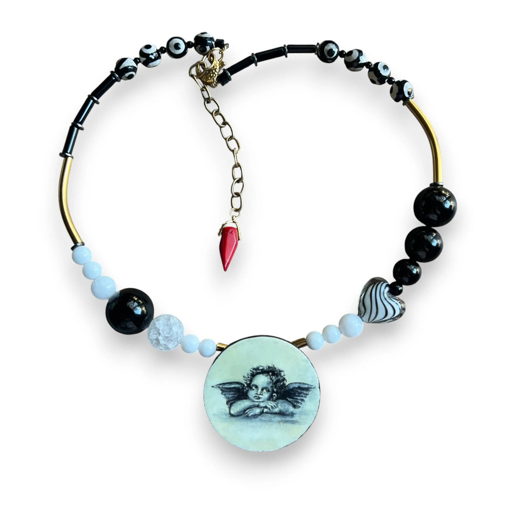 Wistful Putti Hand-Painted Choker