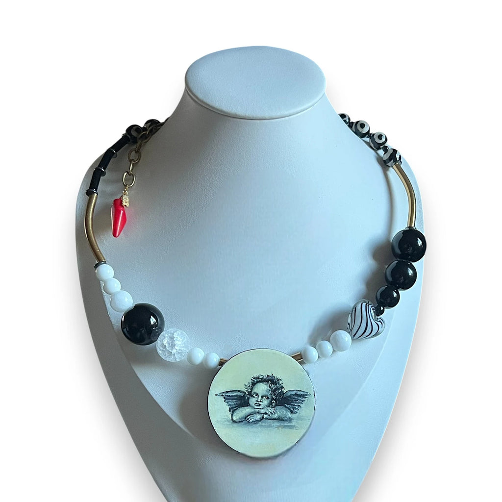 Wistful Putti Hand-Painted Choker