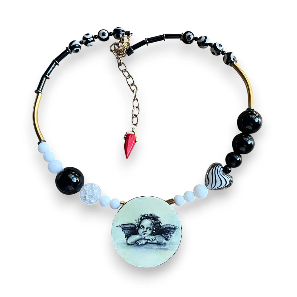 Wistful Putti Hand-Painted Choker