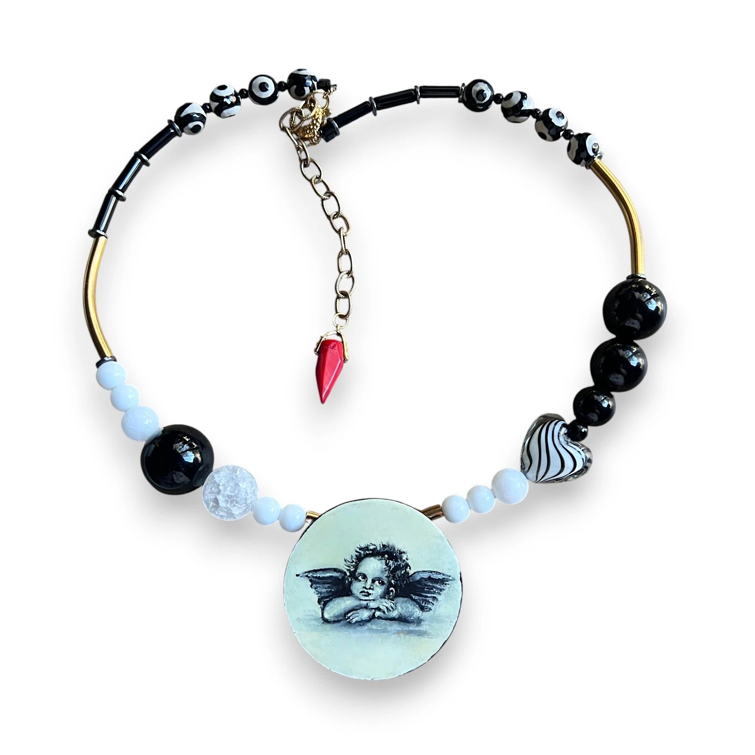 Wistful Putti Hand-Painted Choker