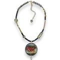 Night and Sleep Hand-Painted Wood Pendant Necklace