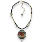 Night and Sleep Hand-Painted Wood Pendant Necklace