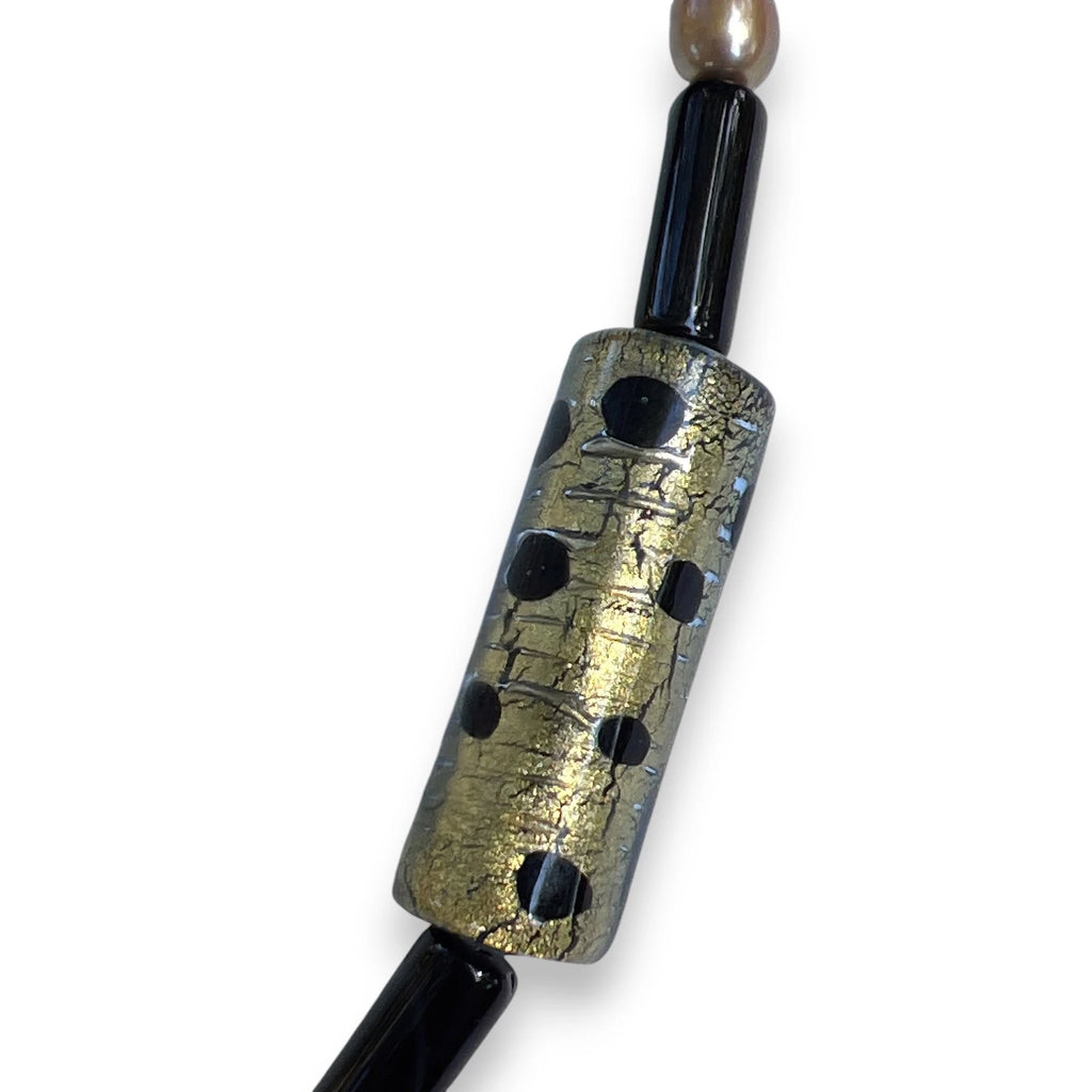Night and Sleep Hand-Painted Wood Pendant Necklace