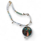 Tristan and Isolde Hand-Painted Wood Pendant Necklace